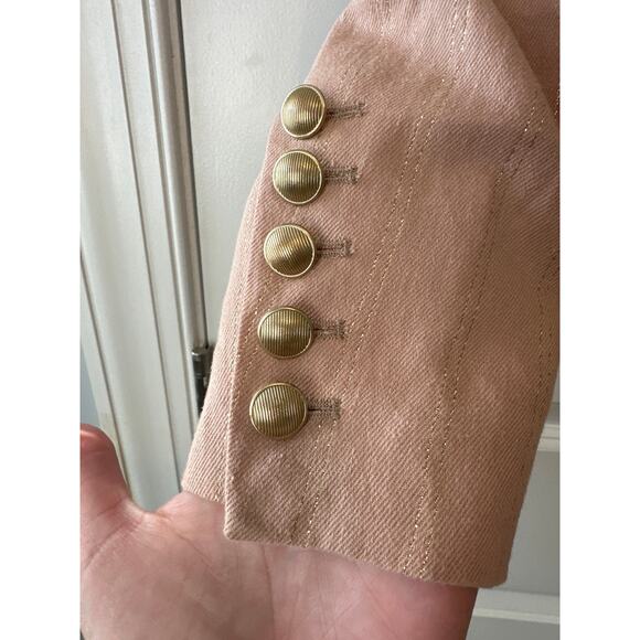 L’Agence Inez Cropped Linen Blend Blazer Pink Gold Shimmer Size 2 NWT - Picture 5 of 13